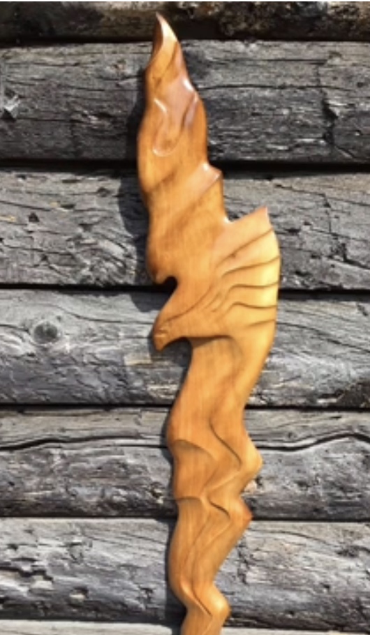 Northern Lights, Aurora Borealis, Eagles, woodcarved wall sculpture