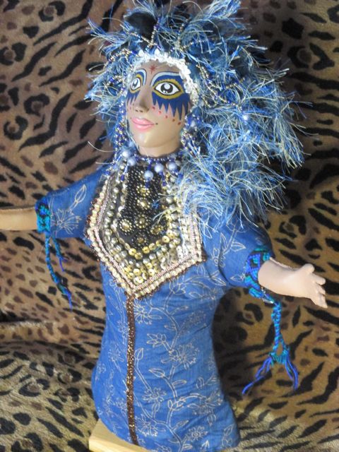 Goddess Puppet Doll "Blue Angel" hand puppet, fantasy, original art