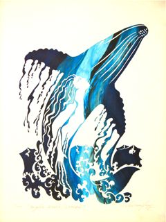 original silk screen prints, whale, mystic
