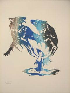 wolves, silk screen original prints, Alaskan Art, mystic